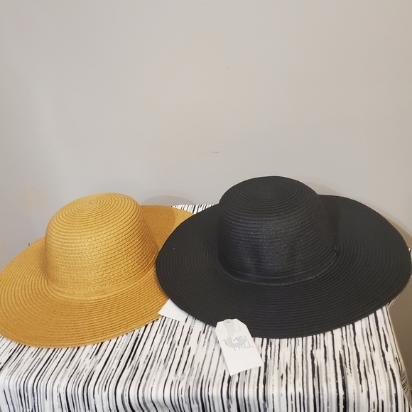 Women's Straw Black and Tan Hats Set of 2 - Picture 2 of 10